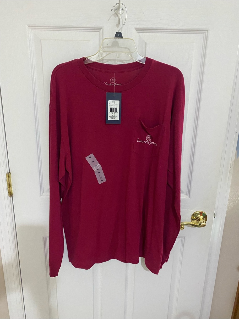 Lauren James Men’s Long-Sleeve Pocket Tee - Wine